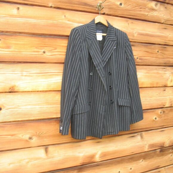 Vintage Piazza Sempione Stretch Wool Pinstripe Double Breasted Jacket Blazer L - Picture 4 of 12